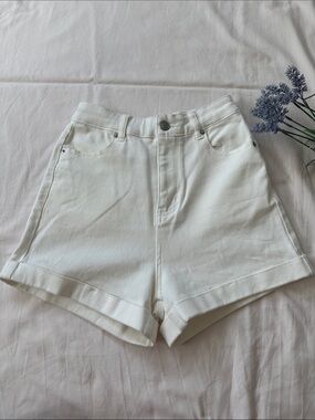 Browny Standard High-Rise White Denim Shorts